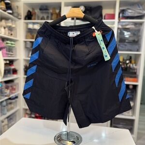 Off-White Black and Purple Track Shorts outer space - S New!